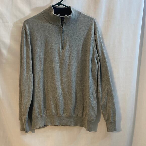 Brooks Brothers Mens Large Gray quarter zip sweater pullover supima cotton - Picture 12 of 14